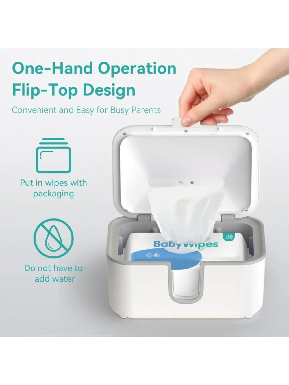 UV Sanitizing Wipe Warmer - Large Capacity, 3 Temp Settings, Night Light & Quiet